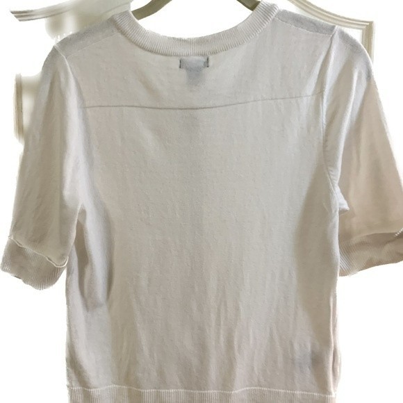 Eddie Bauer women’s small short sleeve white sweater lightweight button … - Picture 3 of 3